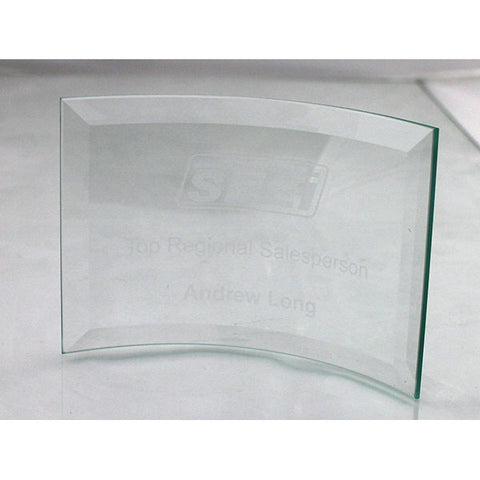 10 x 14.5cm Jade Glass Bevelled Crescent Trophy