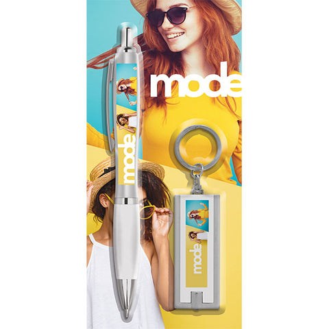 Blister Packed Contour Argent Ballpen with Vivid Torch Key Ring